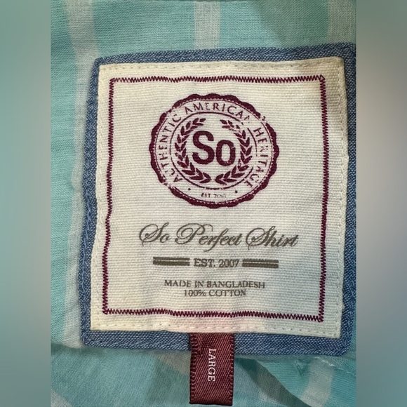 So Perfect Shirt Sheer Look Striped Long Sleeve Buttoned Shirt Blue & White SZ L - Picture 3 of 4